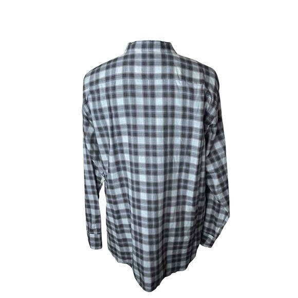 Men's Ermenegildo Zegna Premium Cotton Button Shirt Black White Plaid Size 3XL - Picture 2 of 7